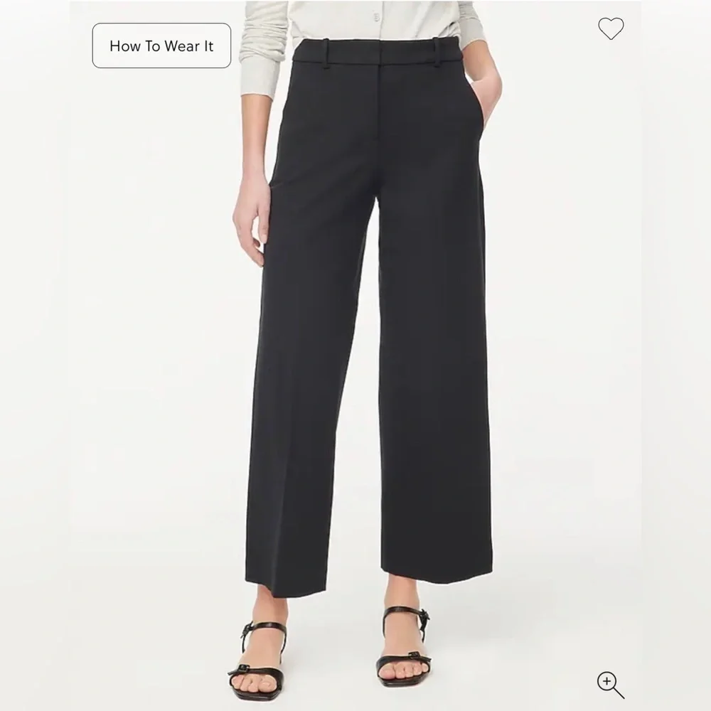 J.CREW KRISTYN Black Pants Wide Leg Cropped Pocket Size 10